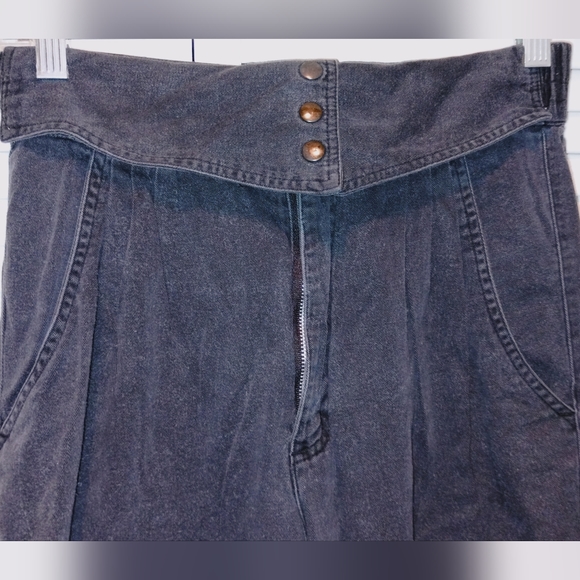 Women's Vintage Trumps Sport High Waisted Fold Over Black Jeans. - Picture 3 of 6